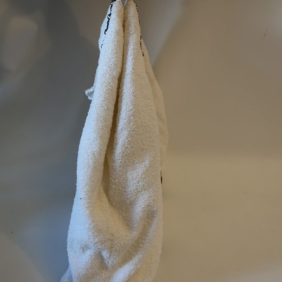 Womens Shay Todd White Brown Gold Studded Terry Cloth Tote Shoulder Handbag * - Picture 6 of 12